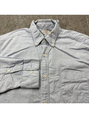 Faherty Button-Down Shirt Men L Blue Solid Long Sleeve Stretch